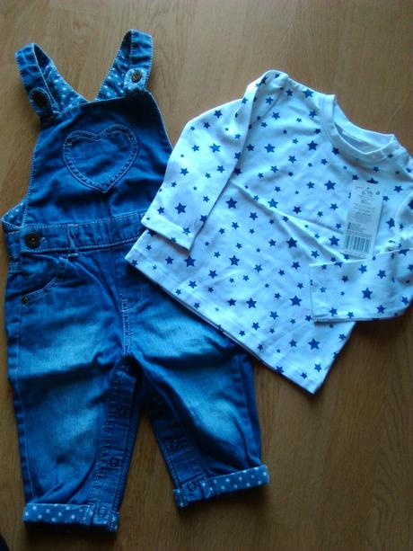 Rifle a tričko s dlhým rukávom na 9-12 mesiacov, f&f,74