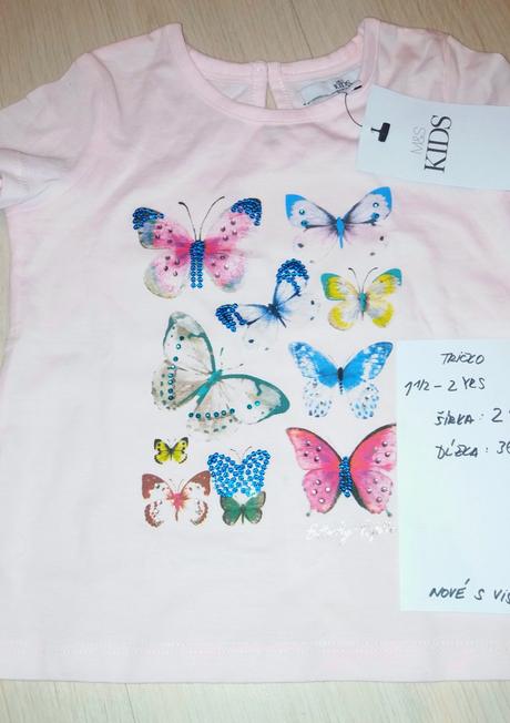 Tričko m&s kids s motýlikmi, 92