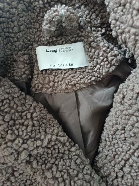 Teddy sýto hnedý kabat "baranček", sinsay,36