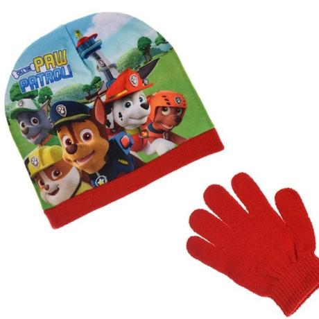 Detská čiapka s rukavicami- tlapková patrola, 50 / 56