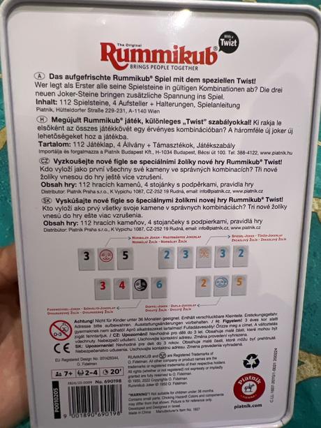 Spoločenská hra rummikub, 