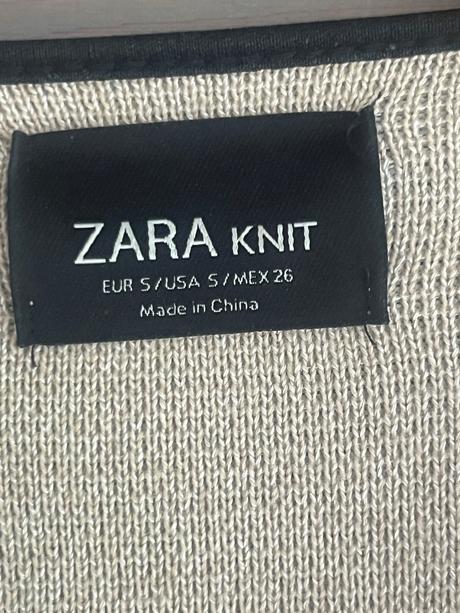 Elegantný béžový kardigán s koženkovým lemom, zara,s