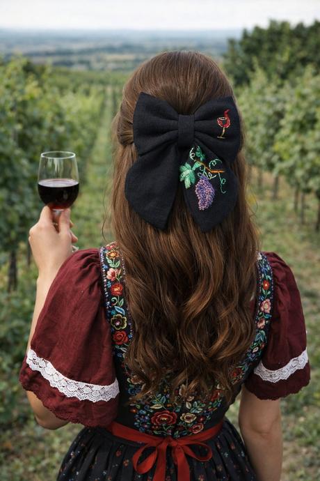 Ručne vyšívaná mašla do vlasov, 