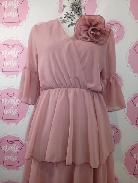 Ružové šaty s kvetom m/l, l