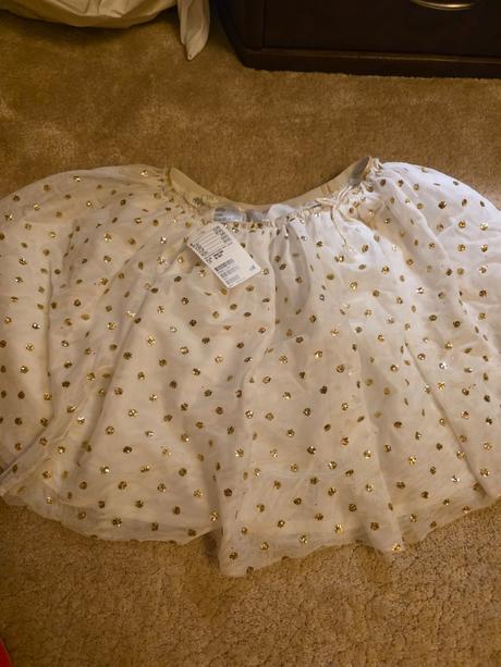 Biela tylová sukna so zlatymi bodkami, h&m,134