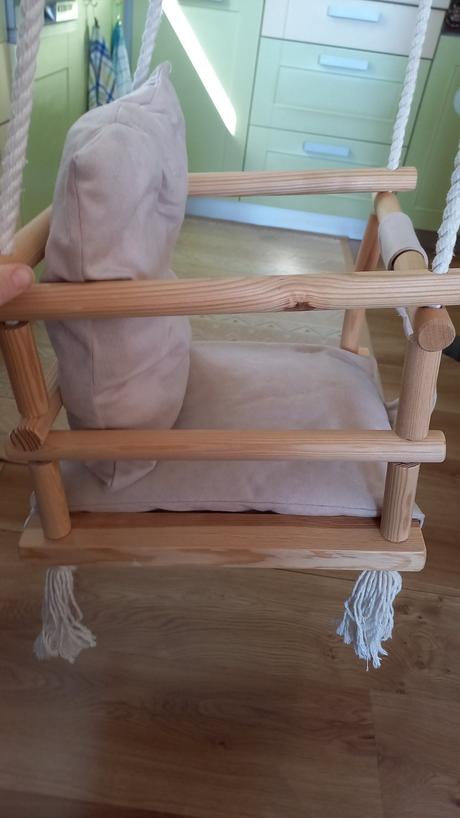 Detská drevená hojdačka s vankúšikmi, 