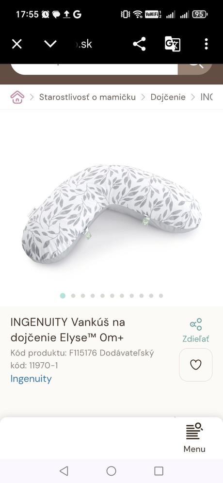 Vankúš na kojenie ingenuity elyse,