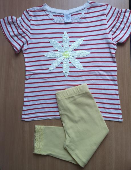 Set - tričko s margarétkou a 3/4-vé capri legíny, lindex,104