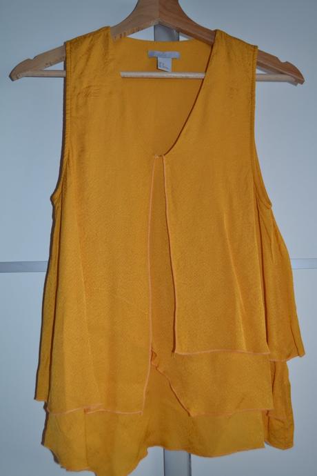 Asymetrické horčicové tričko, h&m,s