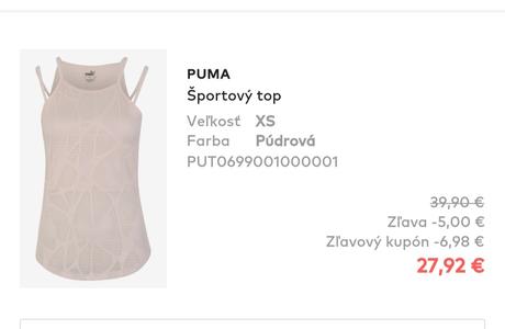 Puma sportovy top, puma,xs