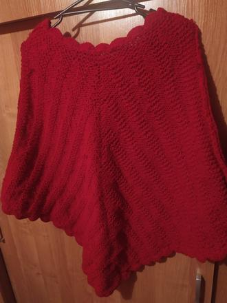 Dámske červené pončo uni,