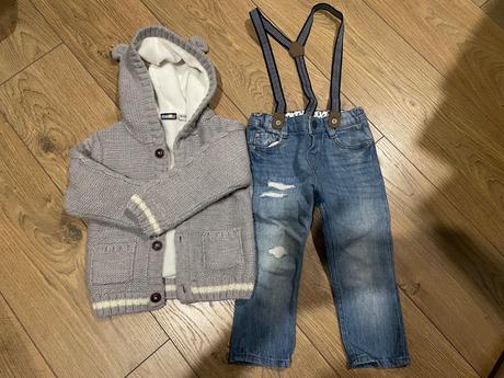 Rifle č.92 + k tomu dám zateplený svetrík, h&m,92