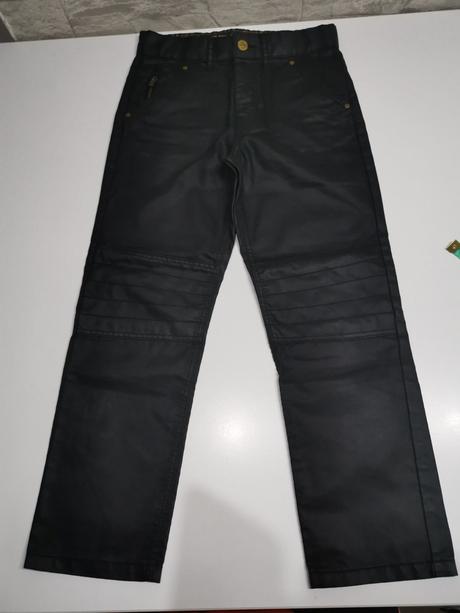 Nohavice imitacia koze, h&m,128