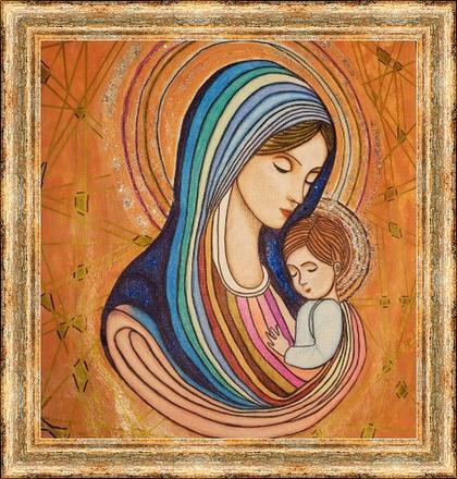 Obraz panny márie a malého ježiška.,