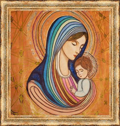 Obraz panny márie a malého ježiška.,