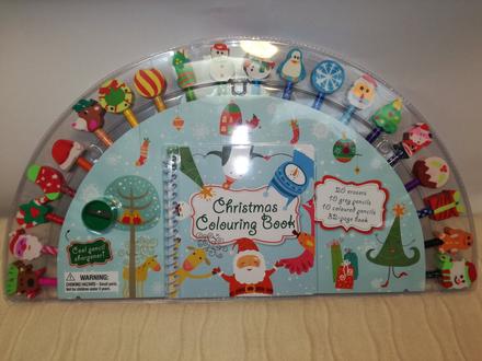 Christmas stationery set pencils / erasers nwi18,