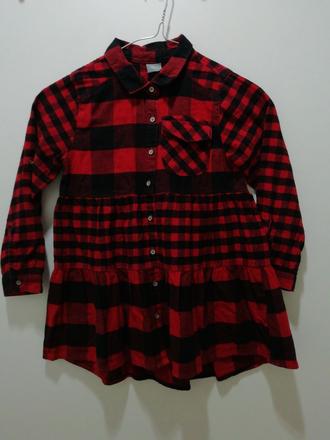 Červené flanelové košeľové karo kockované šaty, next,116