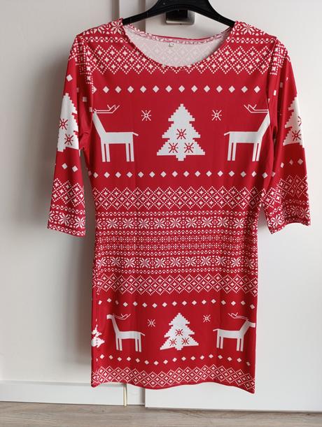 Dámske tenké červené vianočné šaty, s