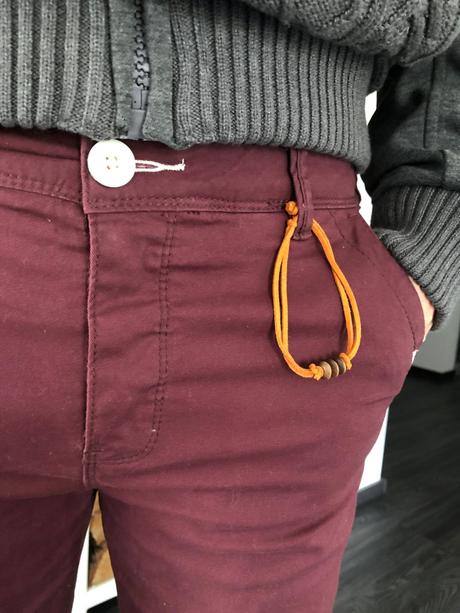 Pánske strech nohavice review bordové, review,m