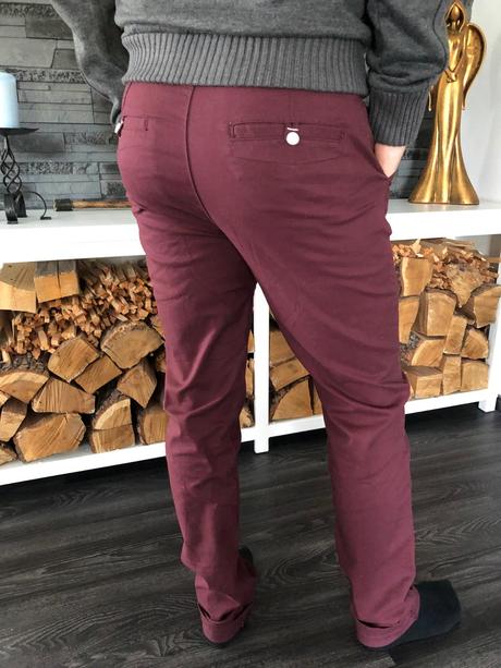 Pánske strech nohavice review bordové, review,m