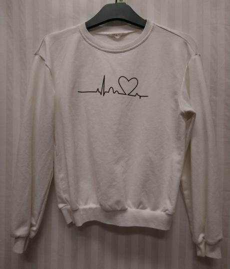 Biela tenká mikina s motívom, shein, 146-152 cm, 152