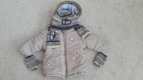 2zimna bunda s ciapkou, salom a rukavickami 74/80, 74