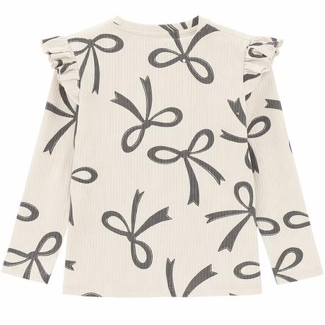 Dievčenské tričko s mašličkami krémové, dlhý ruk, coolclub,110 / 128