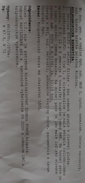 Výsledky z kolposkopie prosím pomoc - čo znamenajú?