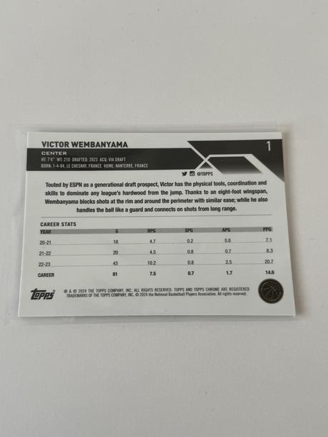 Kartička victor wembanyama, 