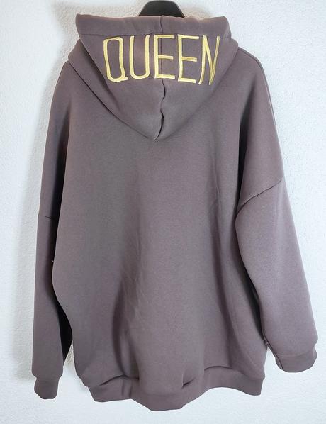 Dámska oversize mikina s kapucňou a nápisom queen, 