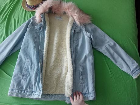 Zateplená rifľová bunda s kožušinou, m