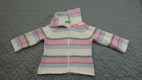 Benetton krasny svetrik na zips, benetton,80