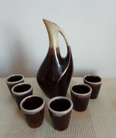 Keramická karafa + 6 pohárikov, 