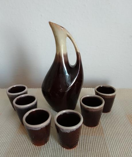 Keramická karafa + 6 pohárikov, 