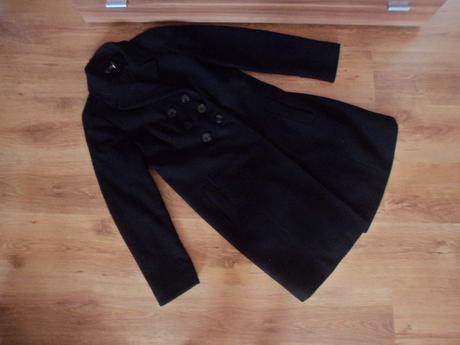 Elegantný čierny kabát, c&a,40