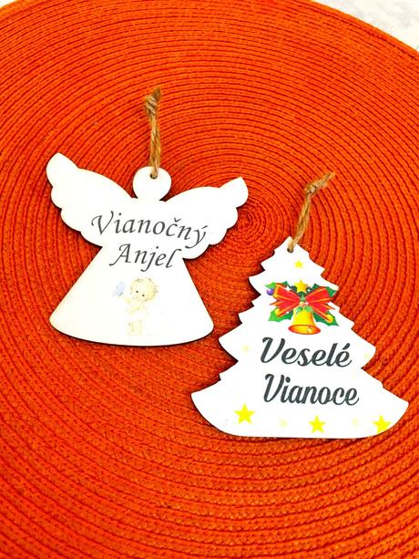 Drevená dekorácia vianoce 2 ks, 