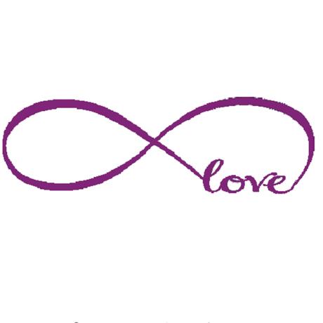 Nálepka na stenu love fialová 99 cm x 30 cm,