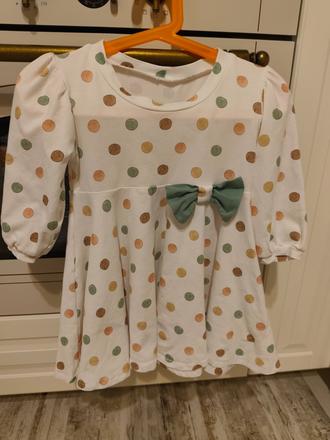 Biele šaty s bodkami pre dievčatko, 86