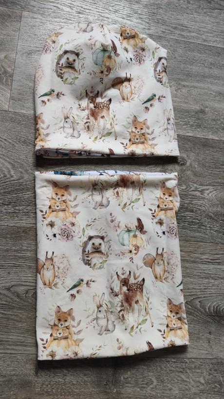 Detská čiapka, nákrčník, čelenka líšky, <50 - 158