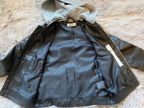 Tenší prechodný koženkový kabát, h&m,134