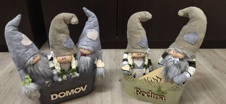 Dekorácia v sivom košíku,