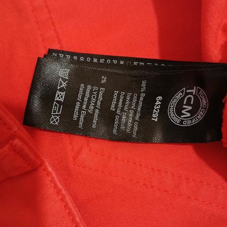 Červené elastické rifle s vysokým pásom, tchibo,48