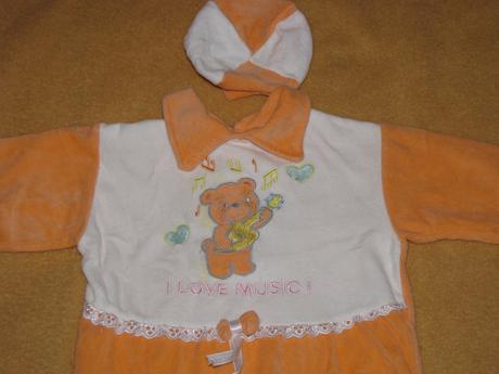 Oranžovo-biele dupačky s čapičkou, 62