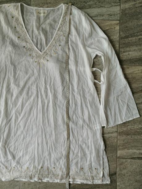 Ľahké bavlna šaty so zlatou výšivkou, vl, l