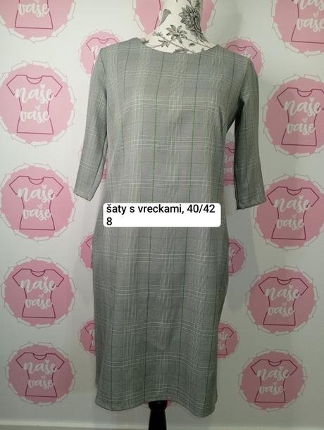 Kockovane šaty s vreckami, 40