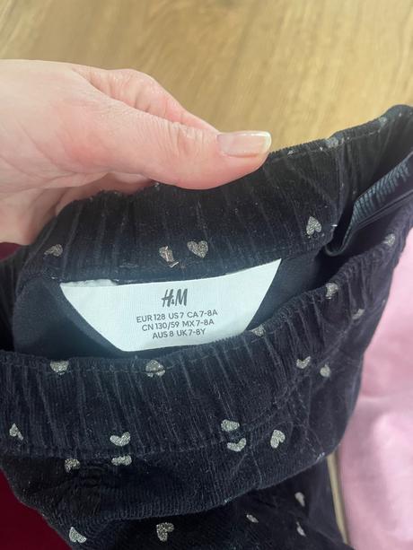 3x h&m menžestrové nohavice, h&m,128