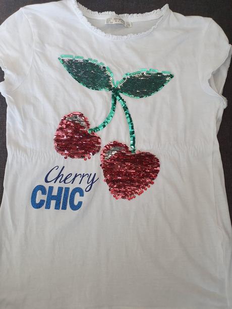 Biele tričko s premieňacími flitrami, terranova,152