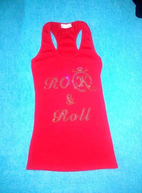 Červené tielko s nápisom, xs