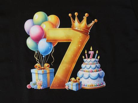 Narodeninové tričko s číslom 7 - 122/128 (6-8r.), 128