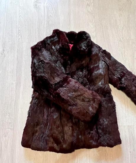 Burgundy luxusny zimny kozuch-kabat, xl
